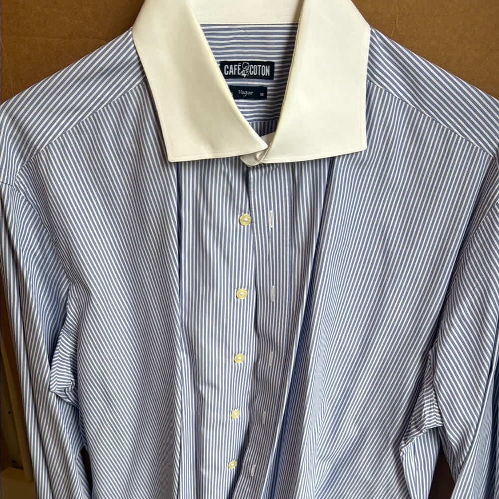 Cafe Coton Blue Striped Men's Shirt.. great condition